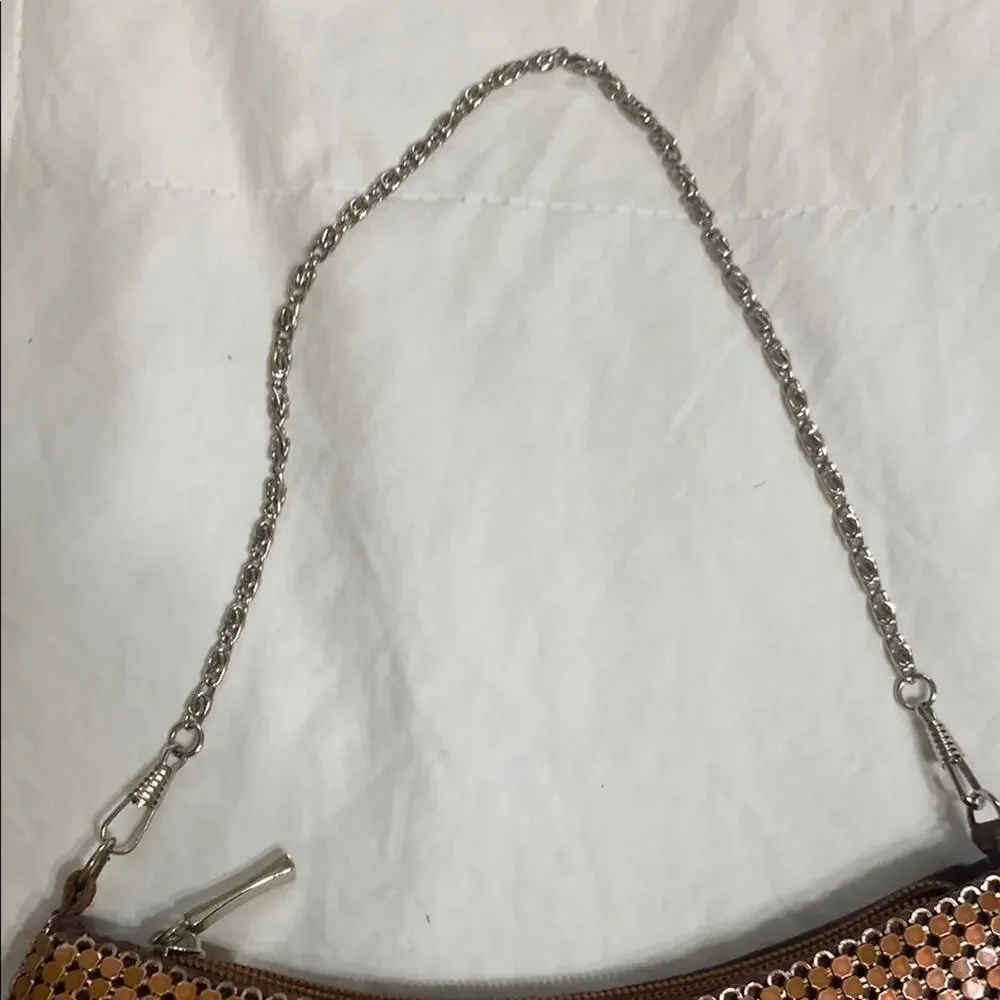 Bijoux Terner Copper Tone Aluminum Mesh Evening Bag 9x4x1 w/ 8” Drop